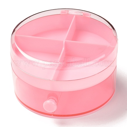 丸いプラスチック製のアクセサリー箱  透明カバー付き11.9x7.1層  ピンク  5cm  [1]区画/ボックス OBOX-F006-08-1