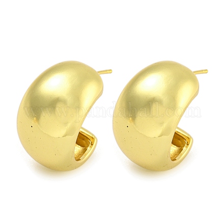 Серьги-гвоздики из латуни в форме буквы С с покрытием для женщин EJEW-G410-55G-1