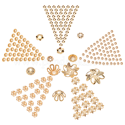 Creatcabin 1 Box 500 Stück 18 Karat vergoldete Filigrane Blumen-Perlenkappen Abstandshalter Bulk-Perlenkappen für die DIY-Schmuckherstellung KK-CN0001-19-1