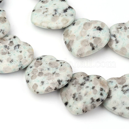 Brins de perles de jaspe sésame naturel cœur/jaspe kiwi G-L412-10-1