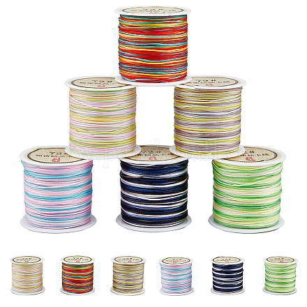 SUPERFINDINGS 6 Rolls 6 colors 50M Segment Dyed Nylon Chinese Knotting Cord NWIR-FH0001-05-1