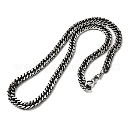 Не тускнеющие мужские ожерелья из нержавеющей стали 304 с бриллиантовой огранкой в виде кубинских звеньев NJEW-L173-002A-P-1