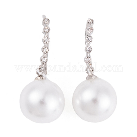 Покрытие стойки латунь кубический цирконий абс крючки для сережек с жемчугом EJEW-S219-16P-03-1