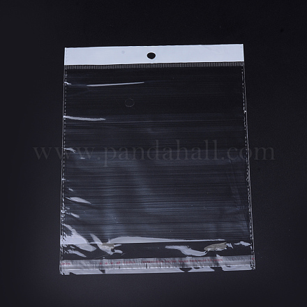 パールフィルムセロハンバッグ  OPP材料  粘着シール  ハングホール付き  長方形  透明  28~28.5x13cm  一方的な厚さ：0.023mm  インナー対策：23x13のCM  ドーパント：13x2cm OPC-S018-28x13cm-1