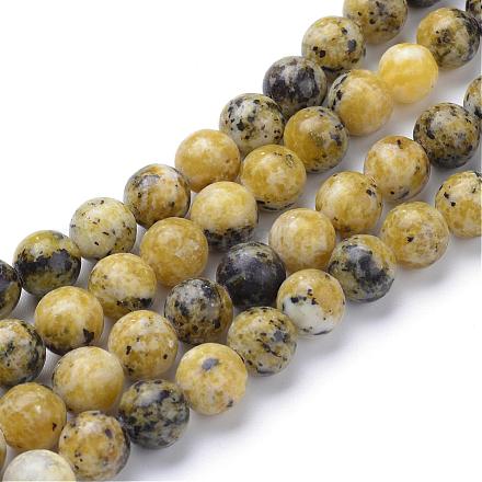 Brins de perles turquoise jaune naturel (jaspe) G-R345-6mm-44-1