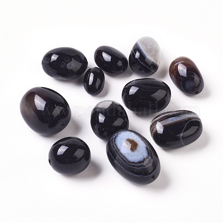 Perles d'onyx noir naturel G-L533-01-1