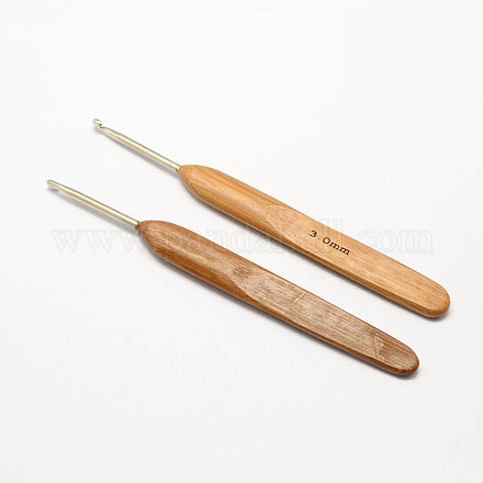Bambú mango de hierro agujas de gancho de ganchillo TOOL-R034-3.0mm-1