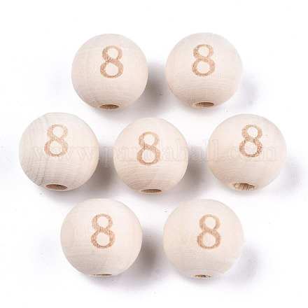 Perles européennes en bois naturel non fini WOOD-S045-141A-8-1