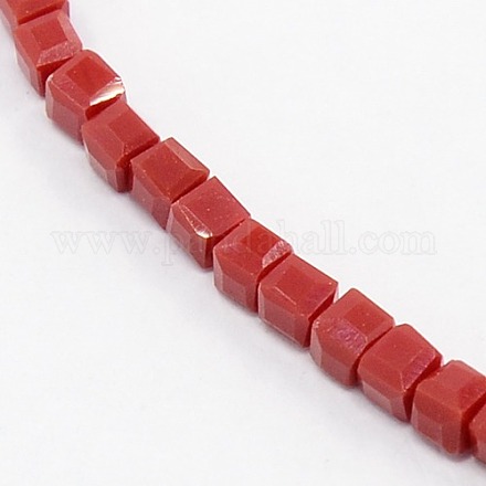 Opaque Solid Color Crystal Glass Faceted Cube Beads Strands GLAA-F024-A14-1