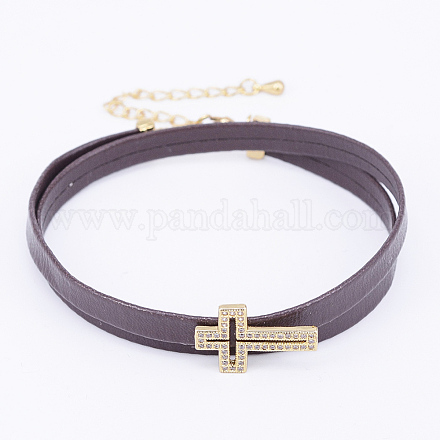 PU Leather Cord Choker Necklaces NJEW-H477-22G-1