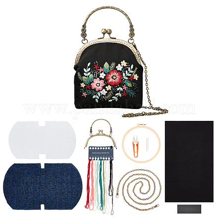 Kits de bolsos cruzados bordados con patrón de flores de estilo étnico diy DIY-WH0374-77-1