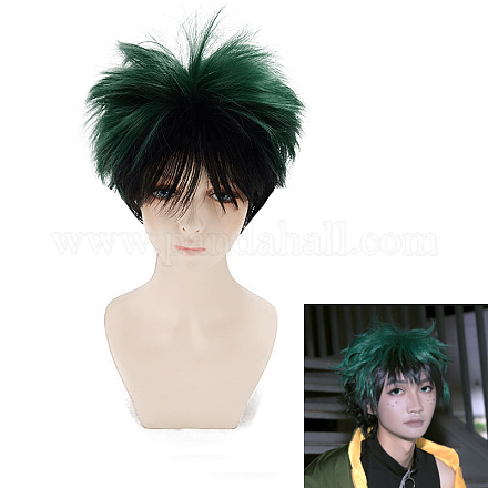 Brevi parrucche cosplay anime verdi e nere OHAR-I015-04-1