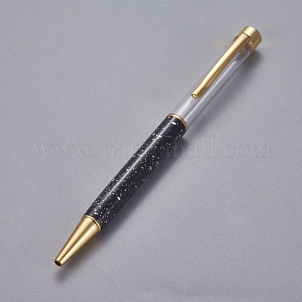 創造的な空のチューブボールペン  内側に黒のインクペンを詰め替えます  DIYキラキラエポキシ樹脂クリスタルボールペンハーバリウムペン作り用  ゴールドカラー  ブラック  140x10mm AJEW-L076-A05-1