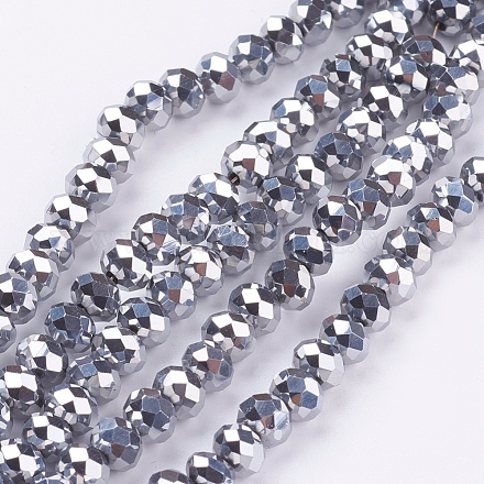 Chapelets de perles en rondelles facettées en verre électrolytique X-EGLA-R080-6mm-01-1