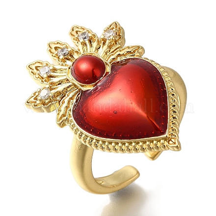 Покрытие стойки латунные прозрачные кольца с фианитом открытые манжеты RJEW-S411-01G-05-1