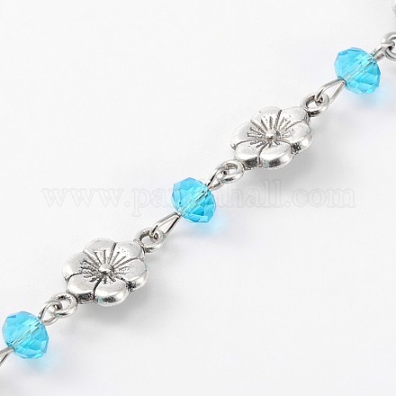 Chaînes de perles rondelles en verre fait main pour colliers fabrication de bracelets AJEW-JB00079-02-1