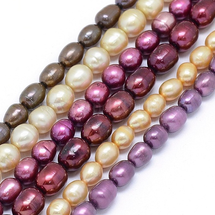 Hilos de perlas de agua dulce cultivadas naturales teñidas PEAR-L021-02-1