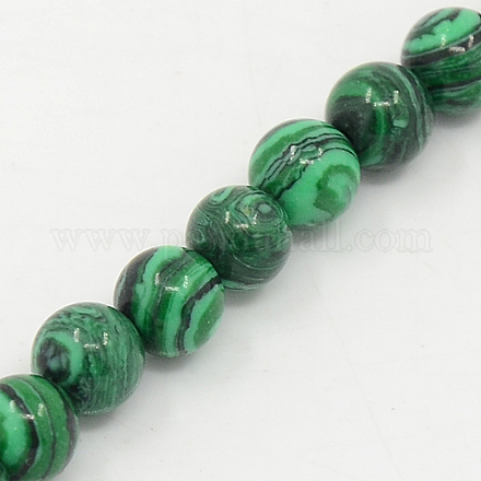 Synthetic Malachite Beads Strands G-D065-6mm-1