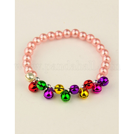 Moda imitazione acrilico perla bracciali elastici per i bambini BJEW-JB01056-04-1