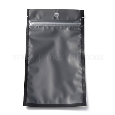 プラスチック製ジップロックバッグ  保存袋  セルフシールバッグ  トップシール  窓と吊り下げ穴付き  長方形  ブラック  18x10x0.2cm  片側の厚さ：3.1ミル（0.08mm） OPP-H001-03B-03-1