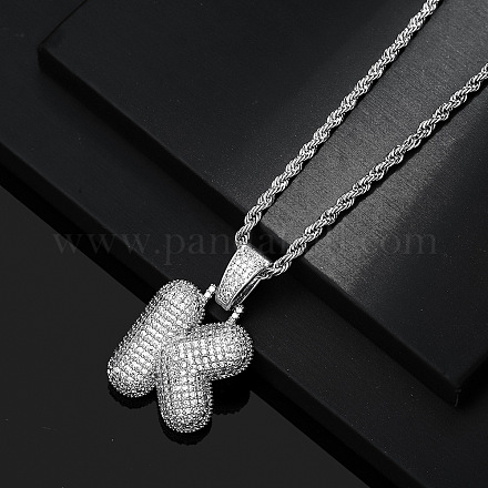 Латунные микропаве прозрачные кубические цирконии массивные инициальные подвески ожерелья WG24EA8-11-1