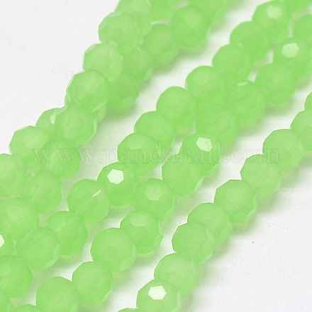 Hebras de cuentas de vidrio redondas de jade de imitación facetadas (32 facetas) X-EGLA-J042-4mm-28-1