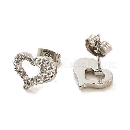 Серьги-гвоздики из нержавеющей стали 304 с микропаве из прозрачных кубических цирконий EJEW-H018-02P-06-1