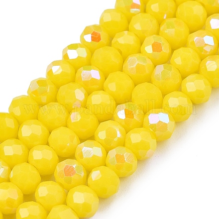 Гальванизировать непрозрачные сплошной цвет стеклянные бусы пряди EGLA-A044-P4mm-L04-1