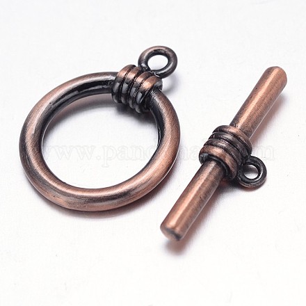 Brushed Brass Ring Toggle Clasps KK-L116-08R-NF-1