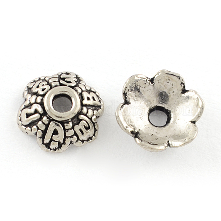 6 -petal tibetischen Stil Legierung Perlenkappen TIBEP-R304-112AS-LF-1