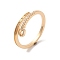 Brass Micro Pave Cubic Zirconia Open Cuff Rings, Light Gold, Inner Diameter: 15mm