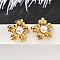 304 Stainless Steel Stud Earring Findings, with Natural Freshwater Pearls, Ion Plating(IP), Flower, Real 18K Gold Plated, 20.5x19.5mm, Hole: 2.5mm, Pin: 11.5x0.7mm