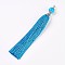 Polyester Tassel Big Pendant Decoration, with Acrylic Beads and Alloy Findings, Antique Silver & Platinum, Deep Sky Blue, 162~168mm