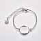 304 Stainless Steel Bracelet Making, with Lobster Claw Clasps, Cable Chains and Flat Round Cabochon Settings, Stainless Steel Color, Tray: 16mm, 5-5/8 inch(14.4cm)