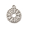 Alloy Pendants, Hollow Flat Round Charms, Lead Free & Cadmium Free & Nickel Free, Rack Plating, Platinum, 18x15x1mm, Hole: 1.8mm