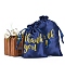 Silk Packing Pouches, Drawstring Bags, Rectangle, Midnight Blue, 18x13cm