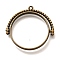 Alloy Open Back Bezel Pendants, For DIY UV Resin, Epoxy Resin, Cadmium Free & Nickel Free & Lead Free, Flat Round, Antique Bronze, 32x32.5x3.5mm, Hole: 1.4mm