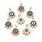 Brass Enamel Pendants, Sun with Evil Eye, Golden, Mixed Color, 19x17x2mm, Hole: 2mm