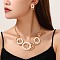 Alloy Enamel Pendant Necklaces & Stud Dangle Earrings Sets, Ring, PeachPuff, Necklace: 14.96 inch(38cm)