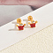 Stainless Steel Enamel Crown Stud Earrings, with Clear Cubic Zirconia, Golden, Red, 11x8mm