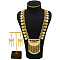 Moon & Flat Round Brass Tassel Pendant Necklaces & Dangle Earrings Sets, Golden, 880mm