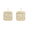 Brass Micro Pave Clear Cubic Zirconia Studs Earring, Square, Real 18K Gold Plated, 7x7mm