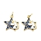 Brass Enamel Charms, with Jump Rings, Rack Plating, Real 18K Gold Plated, Lead Free & Cadmium Free, Long-Lasting Plated, Star with Unicorn, 15.5x14.5x2.5mm, Hole: 3.3mm