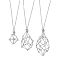Non-Tarnish 3Pcs 3 Sizes Stainless Steel Macrame Pouch Empty Stone Holder for Necklace Makings, Stainless Steel Color, 17.44~27.76 inch(44.3~70.5cm), 1Pc/size