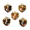 Natural Tiger Eye Faceted Pendants, with Rack Plating Brass Teardrop Charms, Golden, 22.5x19x8mm, Hole: 1.6mm