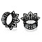 Hollow Out Flower Brass Alloy Ear Tunnels, Black, 8mm