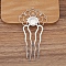 Alloy Hair Comb Findings, Cabochon Settings, Flower, Silver, 93x48mm