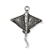 316 Surgical Stainless Steel Pendants, Manta Ray Charm, Antique Silver, 41x30.5x4mm, Hole: 2.8mm