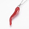 304 Stainless Steel Pendant  Necklaces, with Enamel, Pepper, Stainless Steel Color, 19.76 inch(50.2cm), 2mm