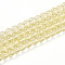 Baking Paint Transparent Glass Beads Strands, Round, Pale Goldenrod, 6~6.5mm, Hole: 1.2mm, about 138~142pcs/strand, 29.53~30.31 inch(75~77cm)